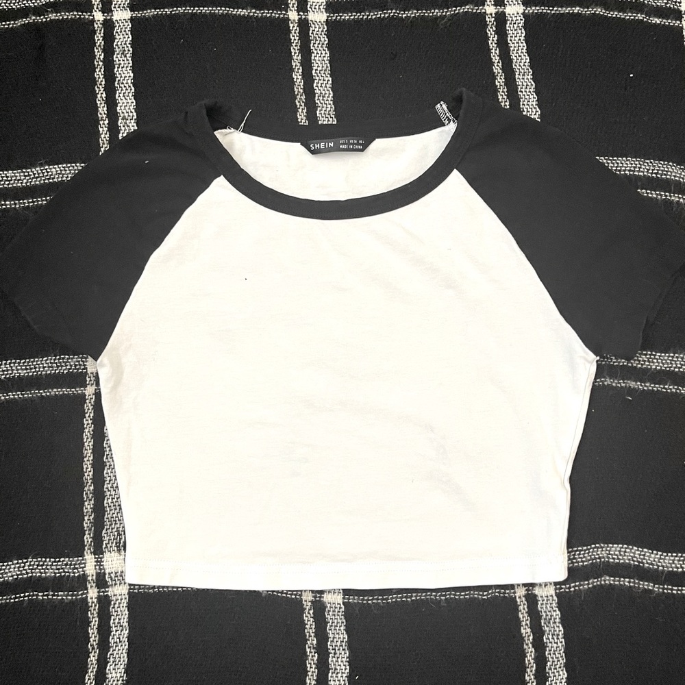 White and Black crop top